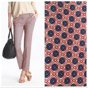 J. Crew Red and Blue Patterned Capris